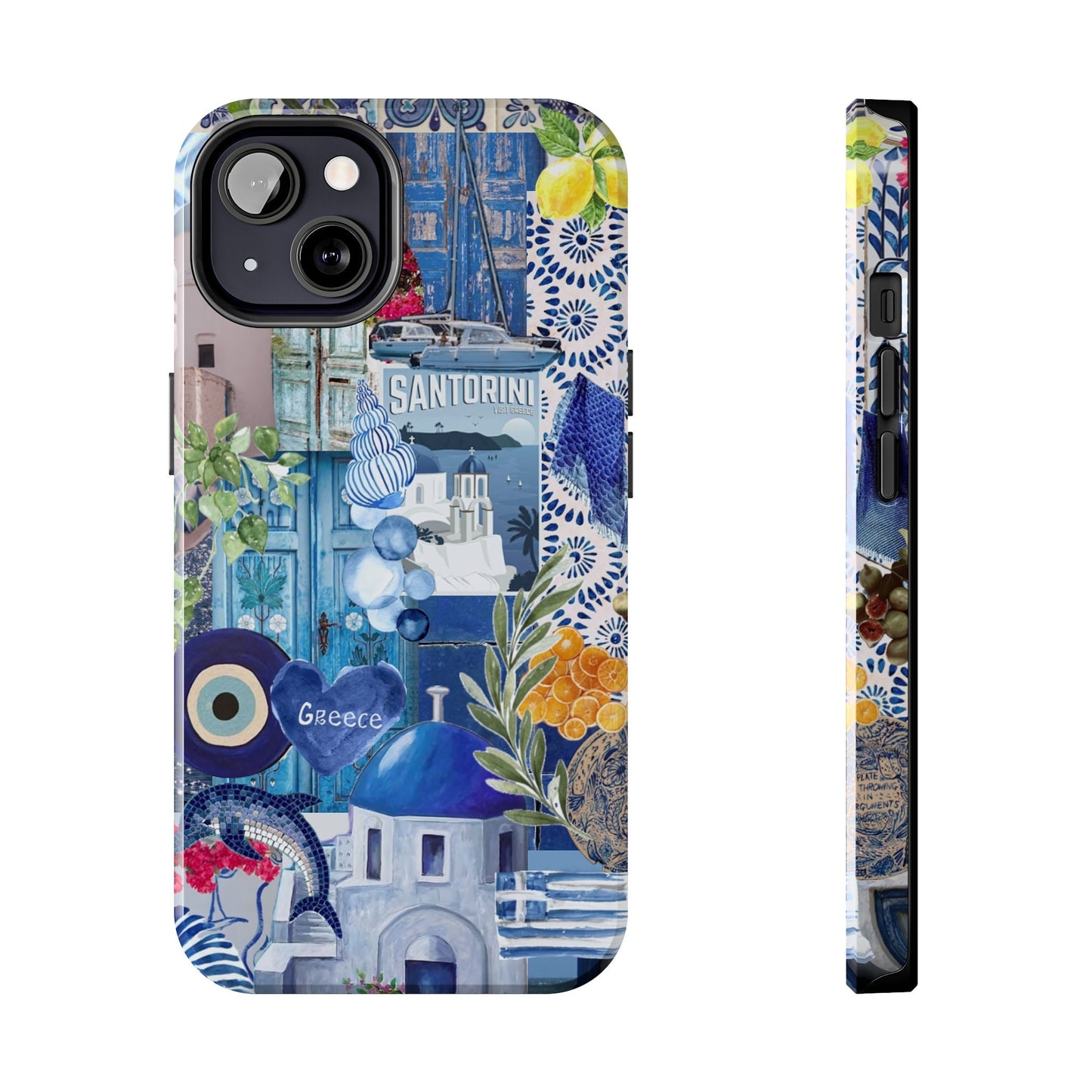 Santorini Collage Phone Case, Coastal Aesthetic, Mediterranean Summer, Blue Aesthetics, Summer Themed, Scrapbook Phone Case