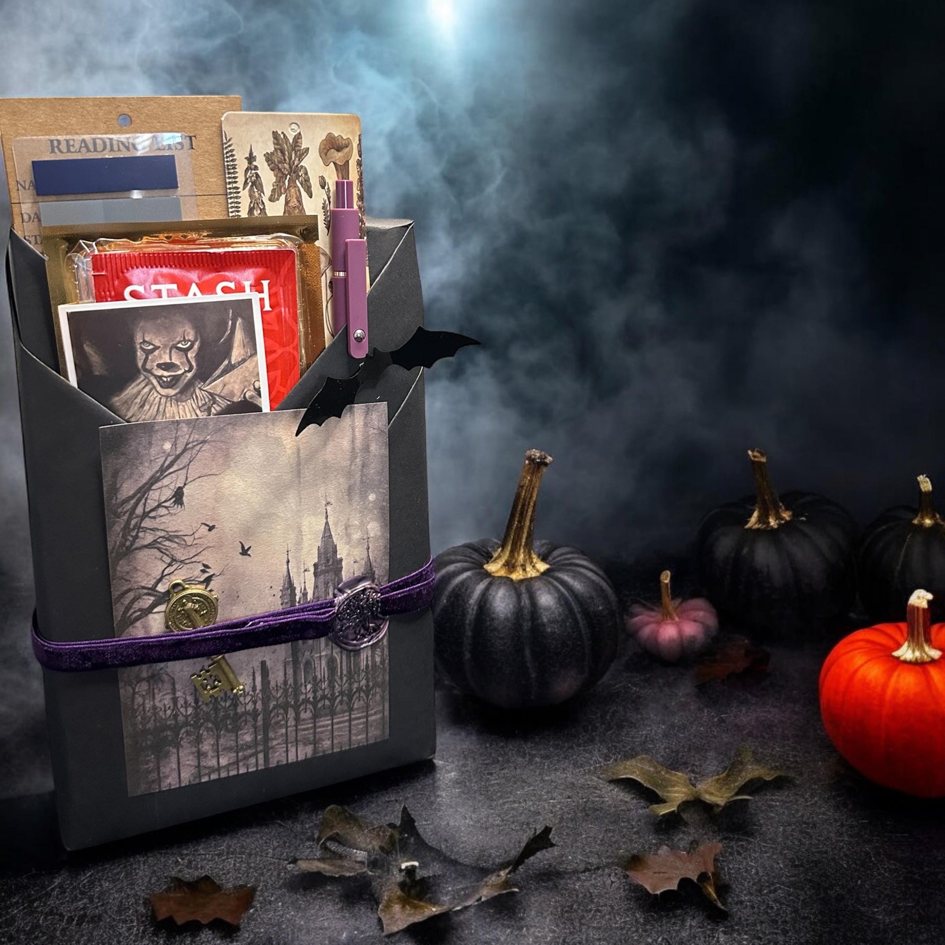a trick or treat box with halloween decorations