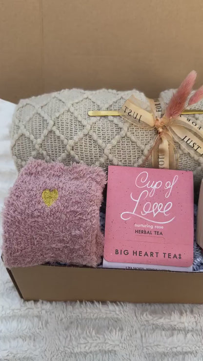 Hygee Gift Box, Hug In A Box, Encouragement Gift, Mom Gift Set, Thinking Of You Box, Cozy Care Package, Self Care Basket, Blanket Gift Box